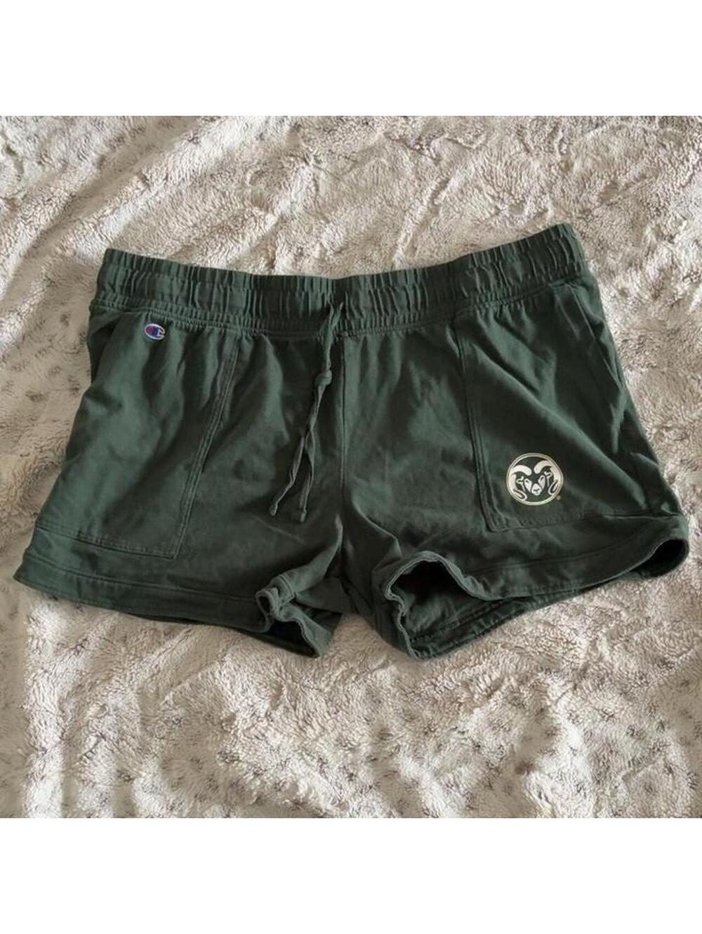 champion green shorts with white rams logo